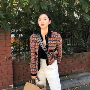 Zara Blogger Limited Edition Textured Tweed Multi Color Jacket